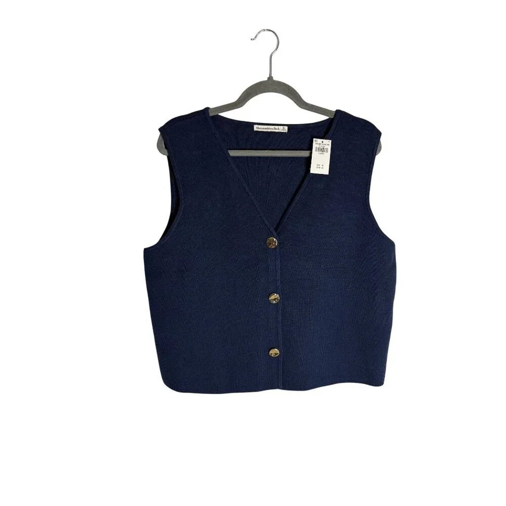 NWT Abercrombie & Fitch LuxeLoft V-Neck Vest Shirt Blue-sz XL
